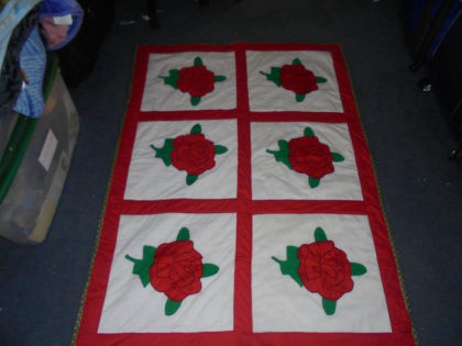 #1119  Blocks of Roses - Small Throw