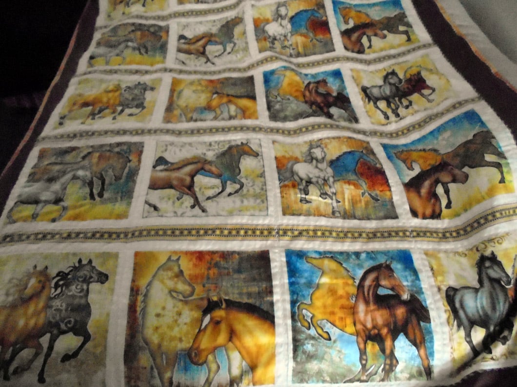 #1192  Long Twin   Blocks of Horses frolicking