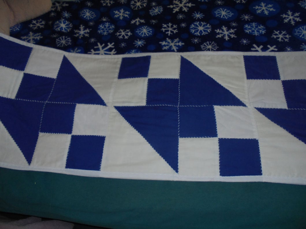 #1224 - Blue and White Crazy Bow Tie 91"x18" $75